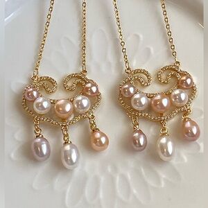 P106-Handmade Stainless Steel High Luster Three Colors Freshwater Pearl Necklace